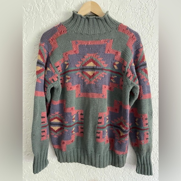 Ralph Lauren Country® RARE 90s Cotton Hand-Knit Western Sweater - S - Picture 2 of 7